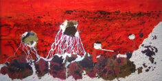 abstract landscape, silver and red