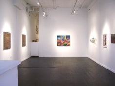Installation view of rainbow abstracts