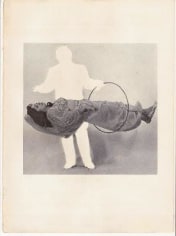 Cutout figure of magician holding woman
