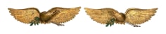 Spinney, Ivah W., 1881-1963, Exceptional Pair of carved Spread Wing Eagle Plaques &quot;War And Peace&quot; Signed Ivah W. Spinney, circa 1920