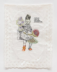 China Marks Flower Gurl, 2017 Fabric, thread, lace, screen-printing ink, Jade Glue, fusible adhesive