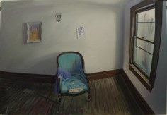 Andrew Lenaghan, Studio with Sarah's Painting and Green Chair, 2013
