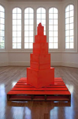 ALT=&quot;Tony Feher, Orange, 2011, 5 painted cardboard boxes, pallet&quot;