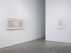 Prints and Editions  Installation view  January 25 &ndash; February 23, 2019  Luhring Augustine, New York  Pictured from left: Tom Friedman, Jeremy Moon