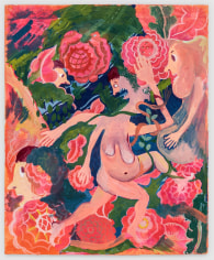 Christina Forrer Woman on Pink Floral Background, 2018