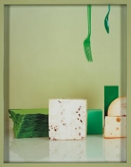 Elad Lassry Truffle Goat Cheese, Emmentaler, Fork and Spoon, 2010