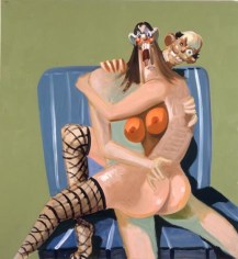 George Condo, Couple on Blue Striped Chair, 2005
