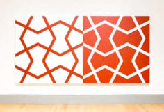 Jali XXVI: Sashay Red and White, 2011. Acrylic on 2 canvases.