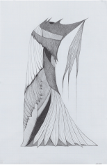 Afruz Amighi, Headdress for an Empress (drawing), 2017 24&quot;h x 16&rdquo;w (61 x 41 cm) Graphite on graph paper&nbsp;