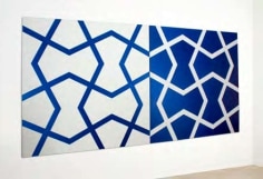 Jali XXVII: Venetian Blue and White, 2011. Acrylic on 2 canvases.