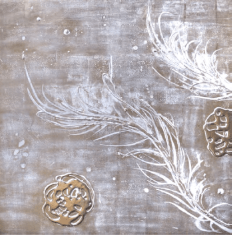 Botanical Study for Chanel, 2012, Moon gold leaf, mother of pearl inlay, gesso, on wood panel
