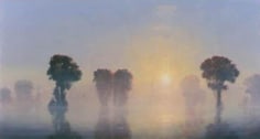 Stephen Hannock Flooded River: Golden Light Through the Mist