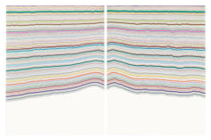 Chiral Lines 11, 2015. Graphite, marker, ballpoint, colored pencil on paper. Each: 50 x 38 inches, overall: 50 x 76 inches