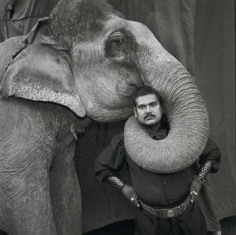 Ram Prakash Singh with His Elephant Shyama, Great Golden Circus, Ahmedabad, India, 1990, 16 x 20 and 20 x 24 inch, Signed on verso
