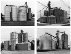 Grain Elevators, Bins, 1978-82, 12.5 x 16 inch 8 Gelatin Silver Prints, Initialed &#039;BHB&#039; and numbered &#039;20&#039; and numbered sequentially by photographers in pencil, the first inscribed with a sequence map, on the reverse. Each ferrotyped and mounted. Printed in 1985, Becher Typologies, p. 85