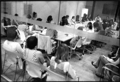 Staff meeting, non-profit legal services provider for indigent women, Wall Street area, September 11, 2013, Gelatin silver print