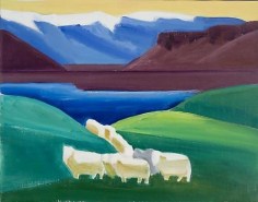 Sheep Walking Through Valley
