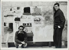 RUDY BURCKHARDT Larry Rivers and Kenneth Koch in front of their collaborative work &quot;New York, New York, 1950-1960&quot;