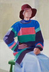 Self Portrait in Long Striped Sweater