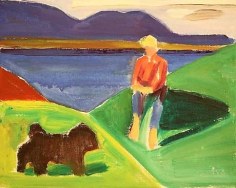 Dog and Boy in Landscape