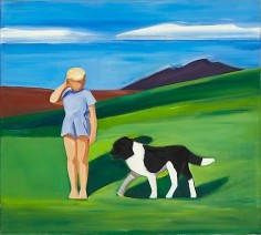 Boy and Dog in Icelandic Landscape