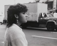 Rudy Burckhardt Untitled, New York (woman in white sweater, truck in background), c. 1985