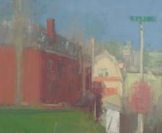 10am Light, THe Red House Again, This Time with Street Sign