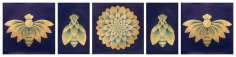 Metamorphosis, 2021-2022, pigment, Arabic gum &amp;amp; gold leaf on handmade paper, 35.25 x 150.25 inches/89.5 x 381.6 cm