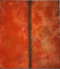 , Nathan Slate Joseph, Line Drawing Orange, 2006, pure pigment on galvanised steel, 48 x 42 inches