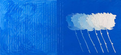 A Line Is Never Just A Line (for John Stringer), 2009, pencil, wax crayon, acrylic and marble dust on canvas, 50 x 108 inches