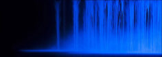 Hiroshi Senju, Waterfall under ultraviolet light, 2014, acrylic and fluorescent pigments on Japanese mulberry paper, 63 13/16 x 179 inches/162.08 x 454.66 cm.