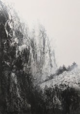 Cliff, 2012, natural, acrylic pigments on Japanese mulberry paper, 102 x 71 9/16 inches/259 x 182 cm