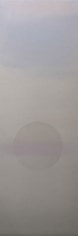 Miya Ando, Oborozuki (A Moon Obscured by Clouds) Kakejiku, 2020, pigment and urethane on aluminum, 122 x 40.6 cm (48 x 16 inches)