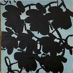 , Donald Sultan, Black and Aqua Lantern Flowers March 13 2012, 2012, spackle, oil, tar on tile over masonite, 96 x 96 inches