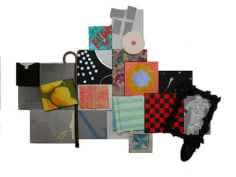 Susan Weil, Wandering Rocks II, 2003, Collage and acrylic on canvases and paper, 56 x 71 x 4"