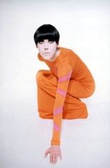 Peggy Moffitt in Orange Matte Jersey Dress with Hot Pink Insert by Rudi Gernreich, 1972, 14 x 11 Ilfochrome Photograph, Ed. 25