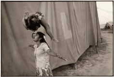 Acrobats Practicing, Great Byrarat Circus, Bulandshabar, Uttar Pradesh, India, 1989, 16 x 20 Silver Gelatin Photograph, Ed. 25
