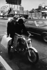 Andy Warhol on Motorcycle with Friend, Los Angeles,&nbsp;1966, Silver Gelatin Photograph
