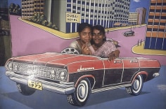 Two prostitutes in a car, photo studio on Falkland Road, Bombay, 1978, 12-1/4 x 18-3/4 Dye Transfer Photograph
