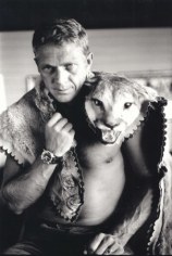Steve McQueen Clowns with His Cougar Hide Rug, 1962, 20 x 16 Silver Gelatin Photograph, Ed. 15