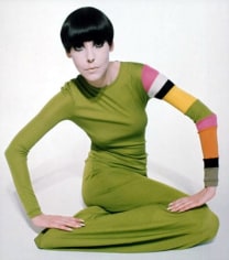 Peggy Moffitt in Poison Green Matte Jersey T-Shirt with Multicolor Sleeve, 1972, 14 x 11 Ilfochrome Photograph, Ed. 25