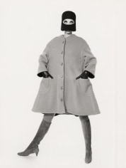 Peggy Moffitt in Camel Coat and Yashmak Hat by Rudi Gernreich, 1964, Silver Gelatin Photograph