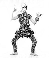 Peggy Moffitt in &quot;Siamese&quot; Cotton Print Blouse and Pants by Rudi Gernreich, 1968, 24 x 20 Silver Gelatin Photograph, Ed. 25