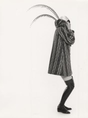 Peggy Moffitt in Tweed &quot;Pierrot&quot; Coat by Rudi Gernreich, Side View, 1967, Silver Gelatin Photograph
