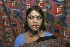 Rekha with beads in her mouth, Bombay, 1978, 12-1/4 x 18-3/4 Dye Transfer Photograph