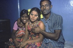 A customer with his hand on a young girl&#039;s breast, Bombay, 1978, 12-1/4 x 18-3/4 Dye Transfer Photograph