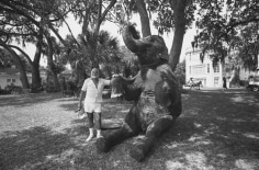 John Schlesinger Posing with an Elephant, Honky Tonk Freeway, Sarasota, Florida, 1980, 16 x 20 Silver Gelatin Photograph, Ed. 25