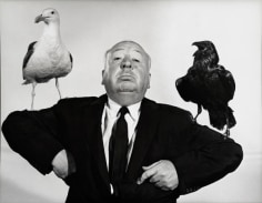 Alfred Hitchcock Publicity Shot for &quot;The Birds&quot; (with seagull and raven), 1963, 11 x 14 Vintage Silver Gelatin Photograph