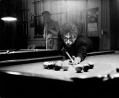 Bob Dylan playing pool, Kingston, NY, 1965, Silver Gelatin Photograph