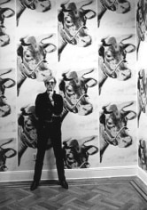Warhol with Cow Wallpaper wall Castelli Gallery, New York,&nbsp; 1965&nbsp;, Silver Gelatin Photograph